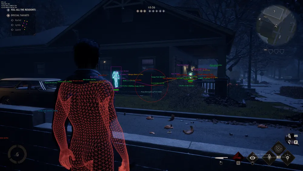 Gameplay showing in-game ESP labels and player outlines
